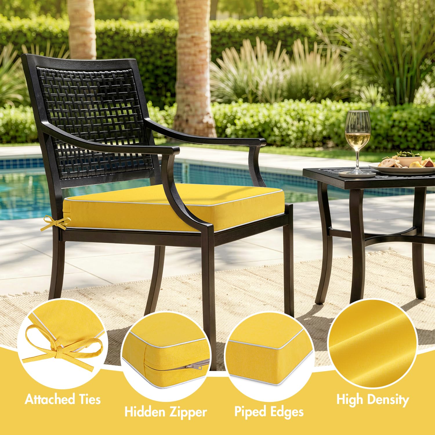 MIULEE secure tie detail on cushion demonstrating stability and no-slip benefit