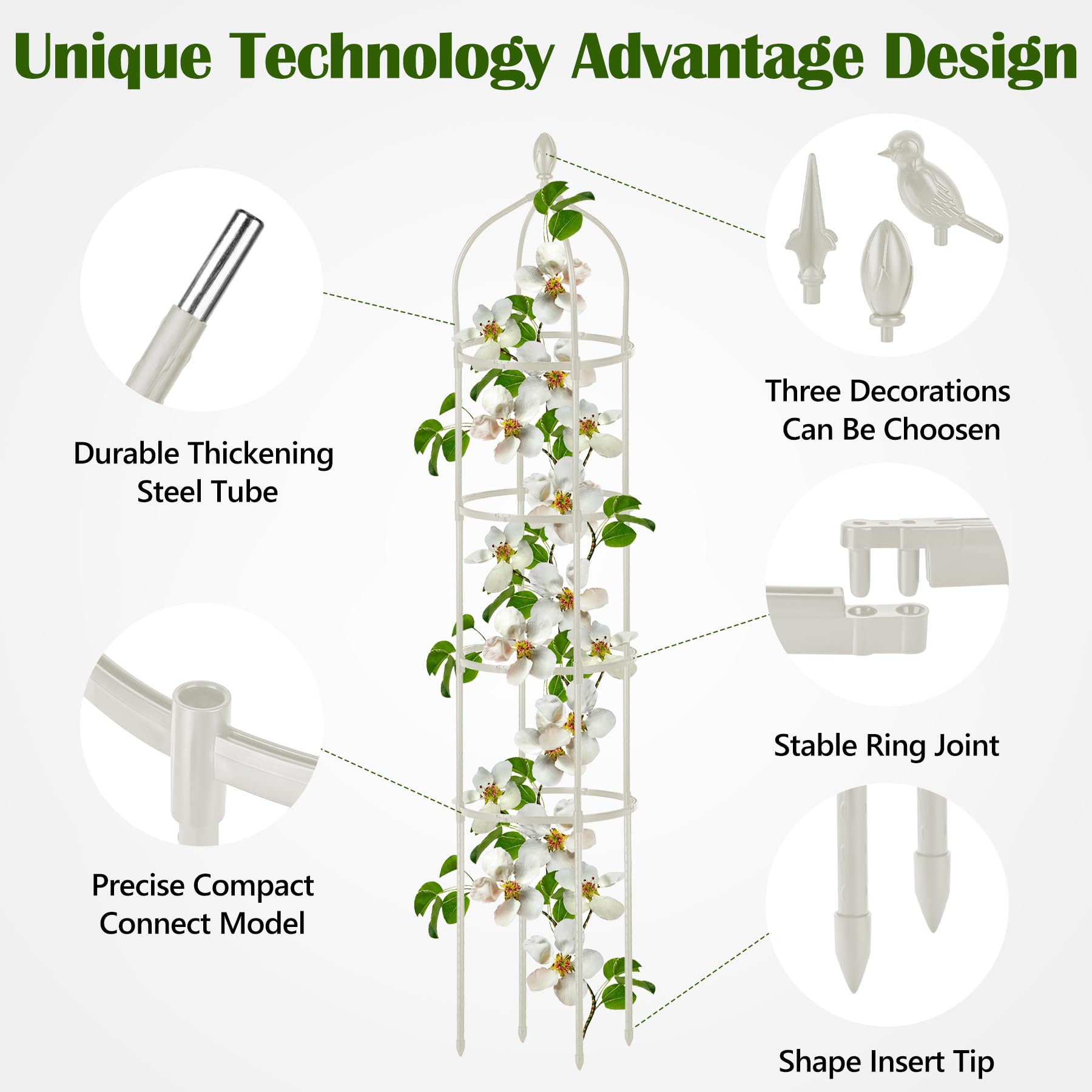 Miuwauer three interchangeable top decorations for personalized garden styling