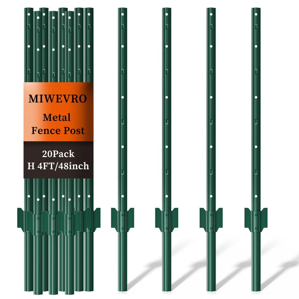 MIWEVRO front view of green U-post showing powder-coated finish and full length, durable