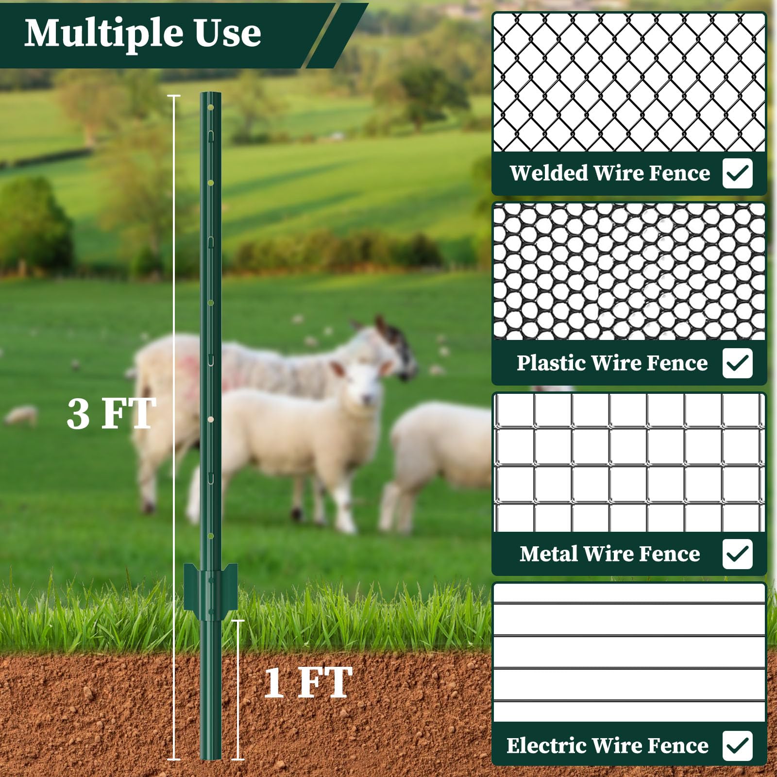 MIWEVRO U-post hammered into soil providing stable garden support