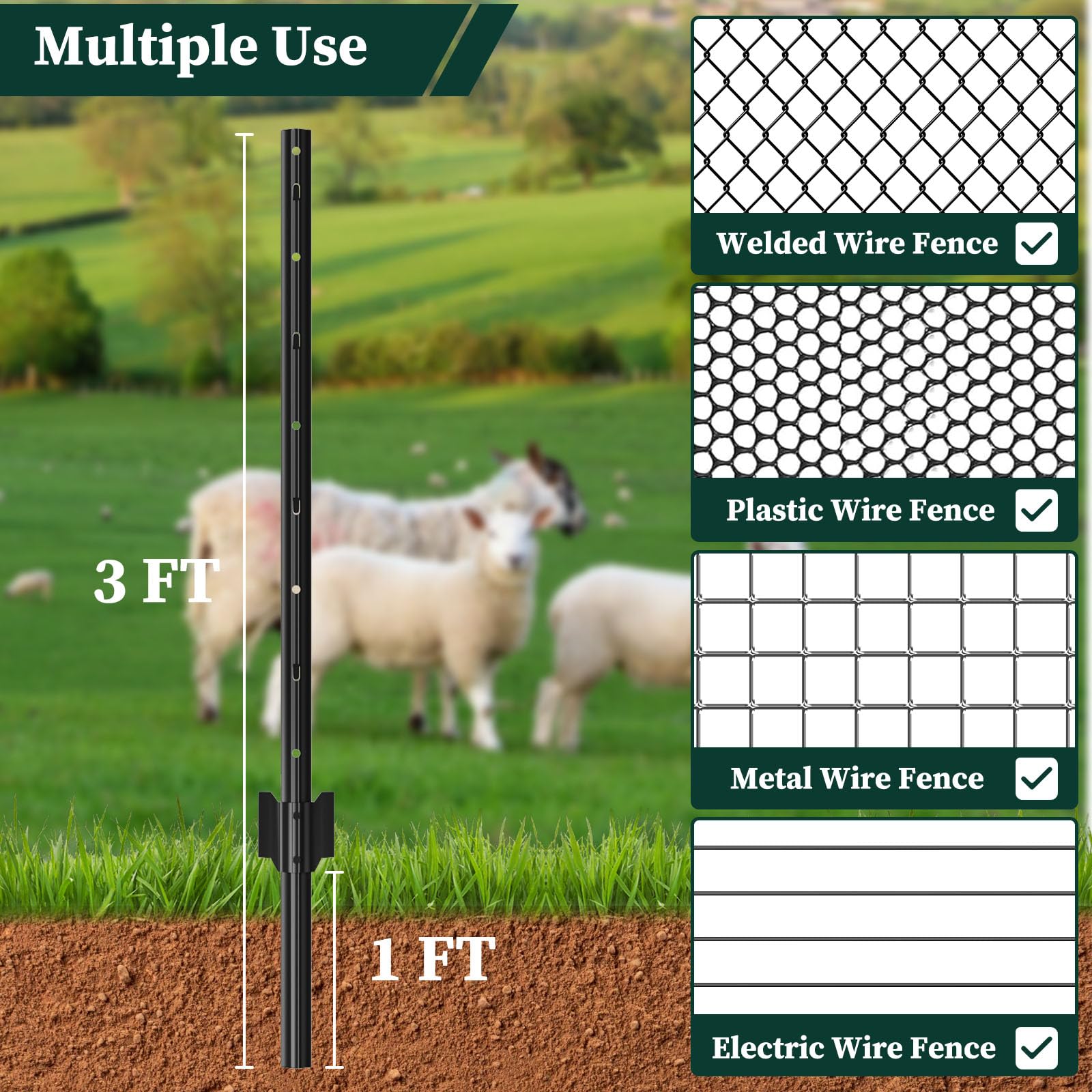 MIWEVRO post fitted with wire mesh demonstrating tidy garden containment