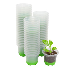 MIXC clear nursery pots front view showing 60-pack and storage benefit