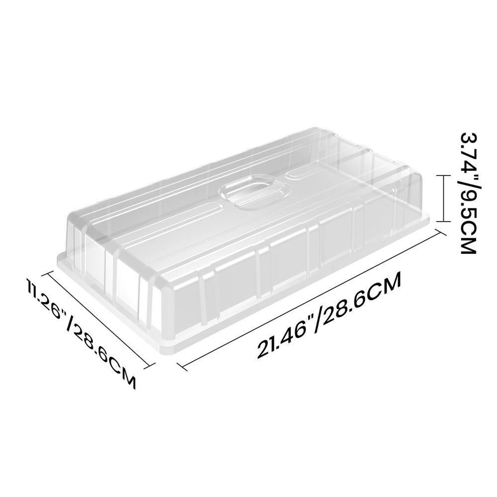 MIXC dome placed on 10x20 tray in greenhouse demonstrating consistent humidity