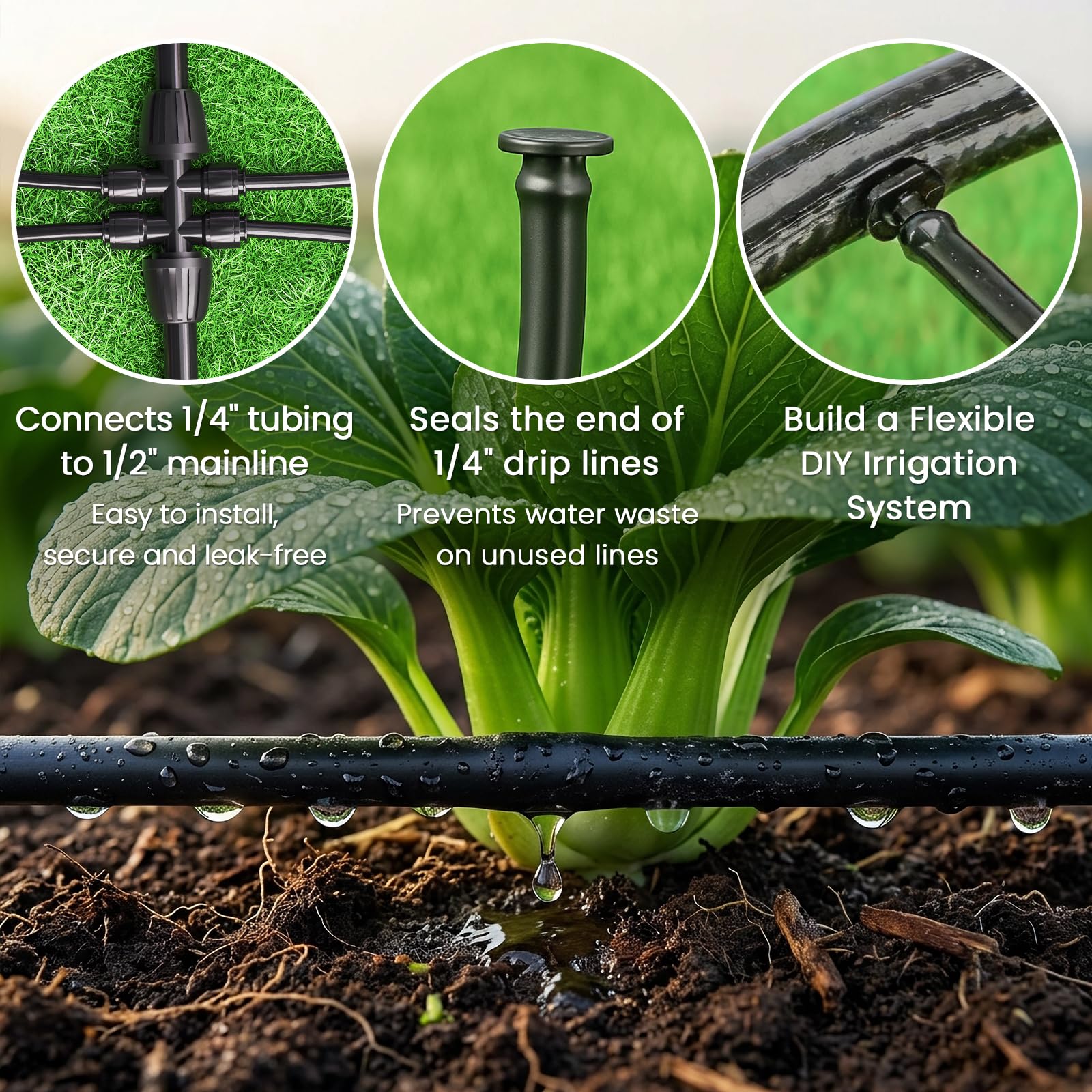 MIXC connector kit with 6-way connector, barbed couplings and goof plugs, quick install benefit