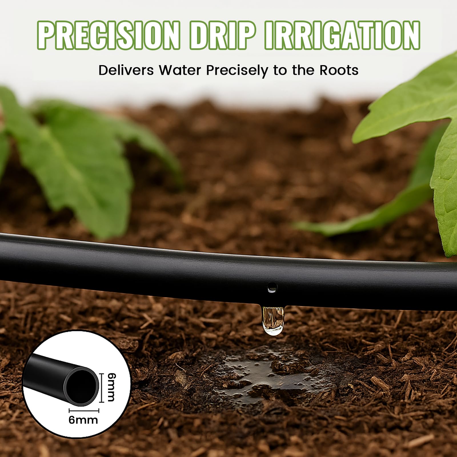 MIXC tubing buried under soil for subsurface irrigation, reduced evaporation benefit