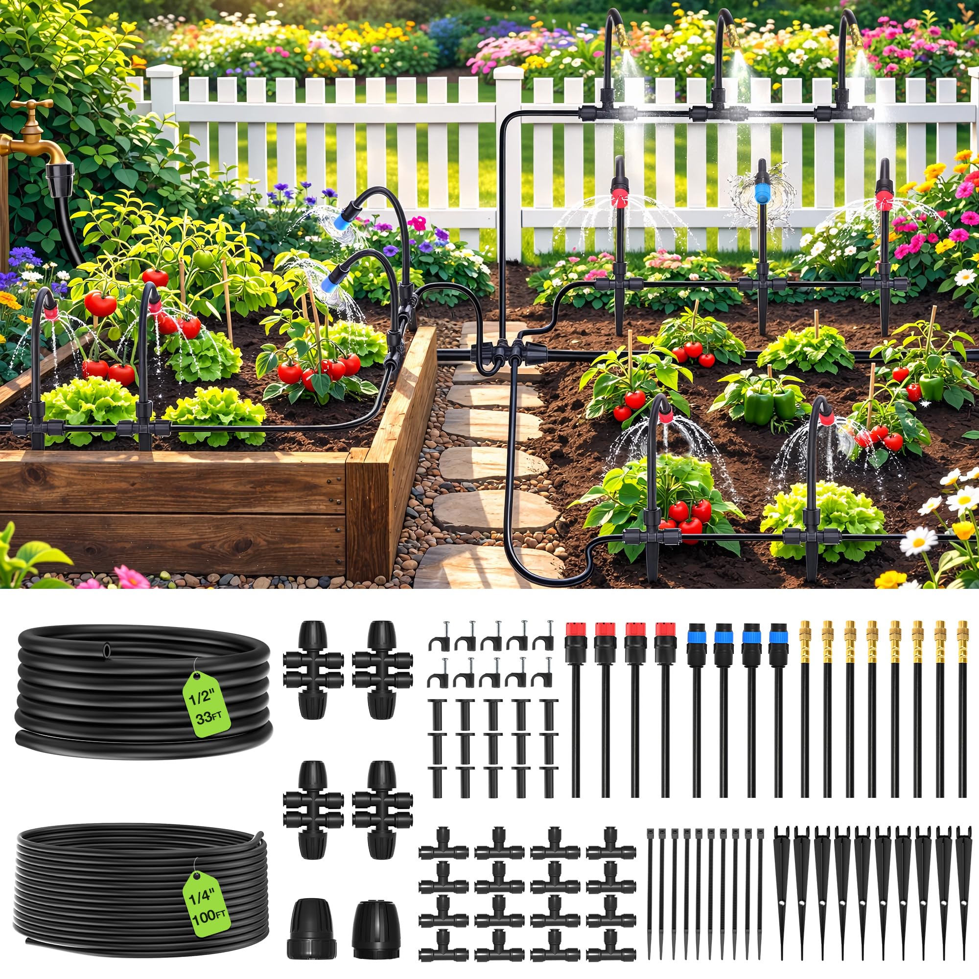 MIXC front packaging showing complete irrigation kit and benefits