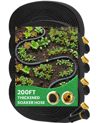 MIXC front view of 200ft soaker hose showing heavy-duty profile and length