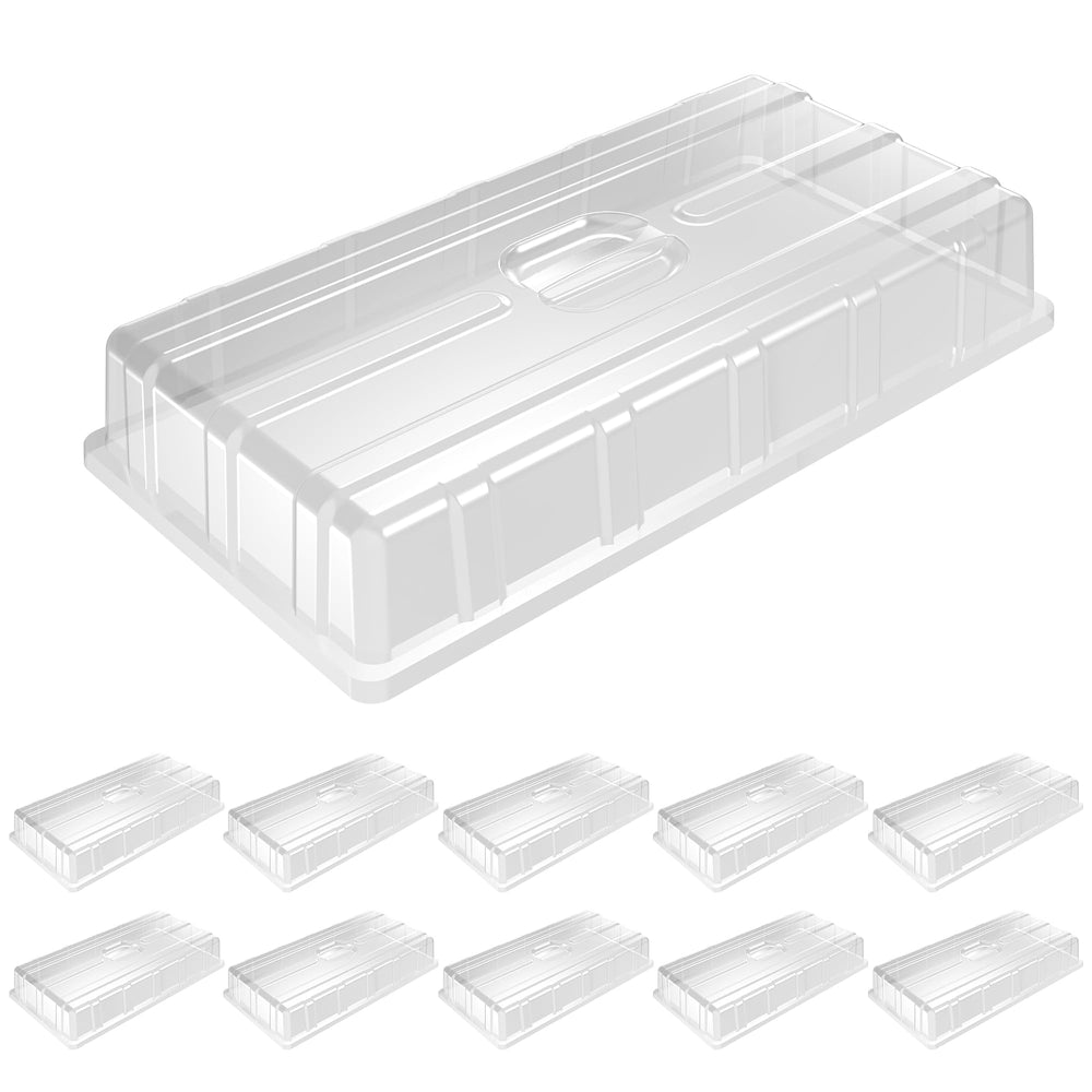 MIXC front view clear humidity dome showing snug tray fit and visibility benefits