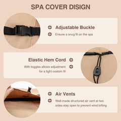 MIXC adjustable straps and elastic drawcord securing cover in wind