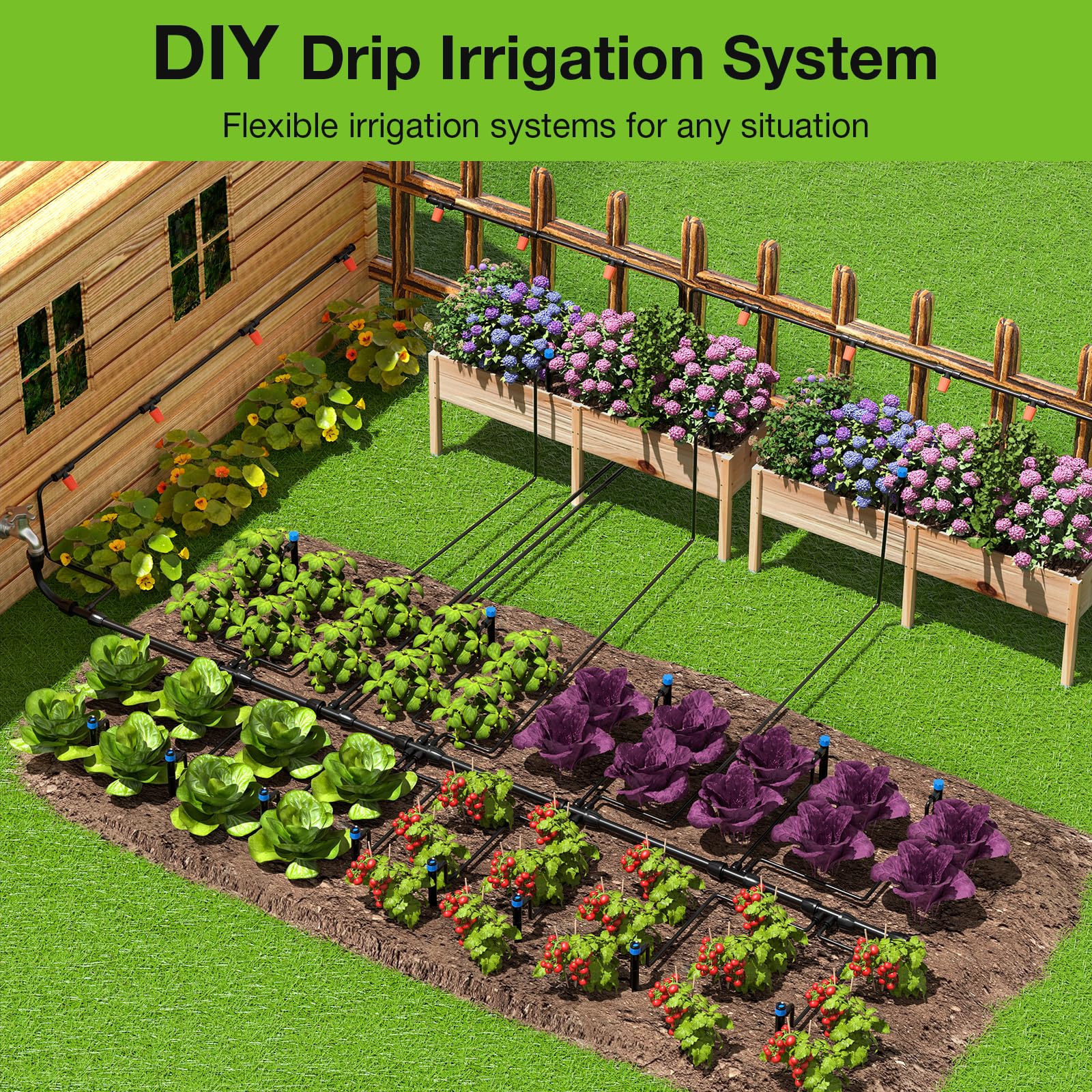 MIXC installed in greenhouse illustrating efficient root-zone irrigation and water savings