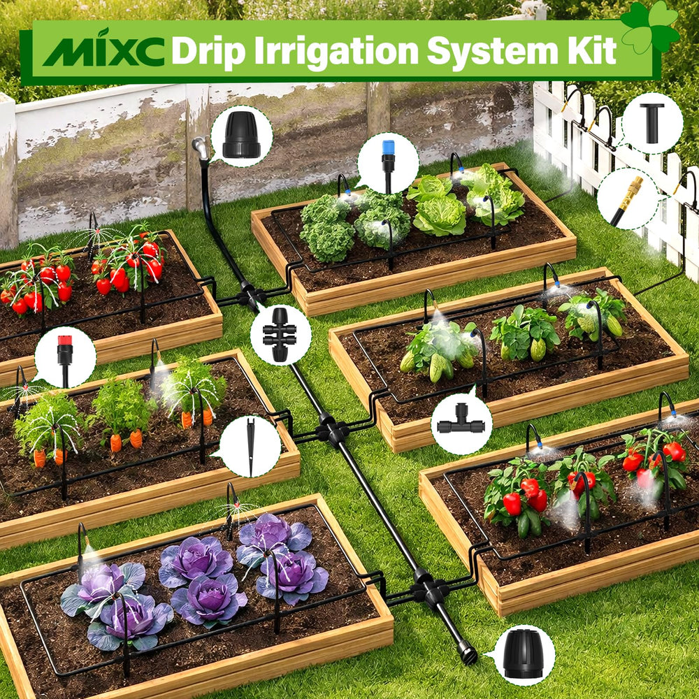 MIXC irrigation installed in raised bed delivering targeted watering