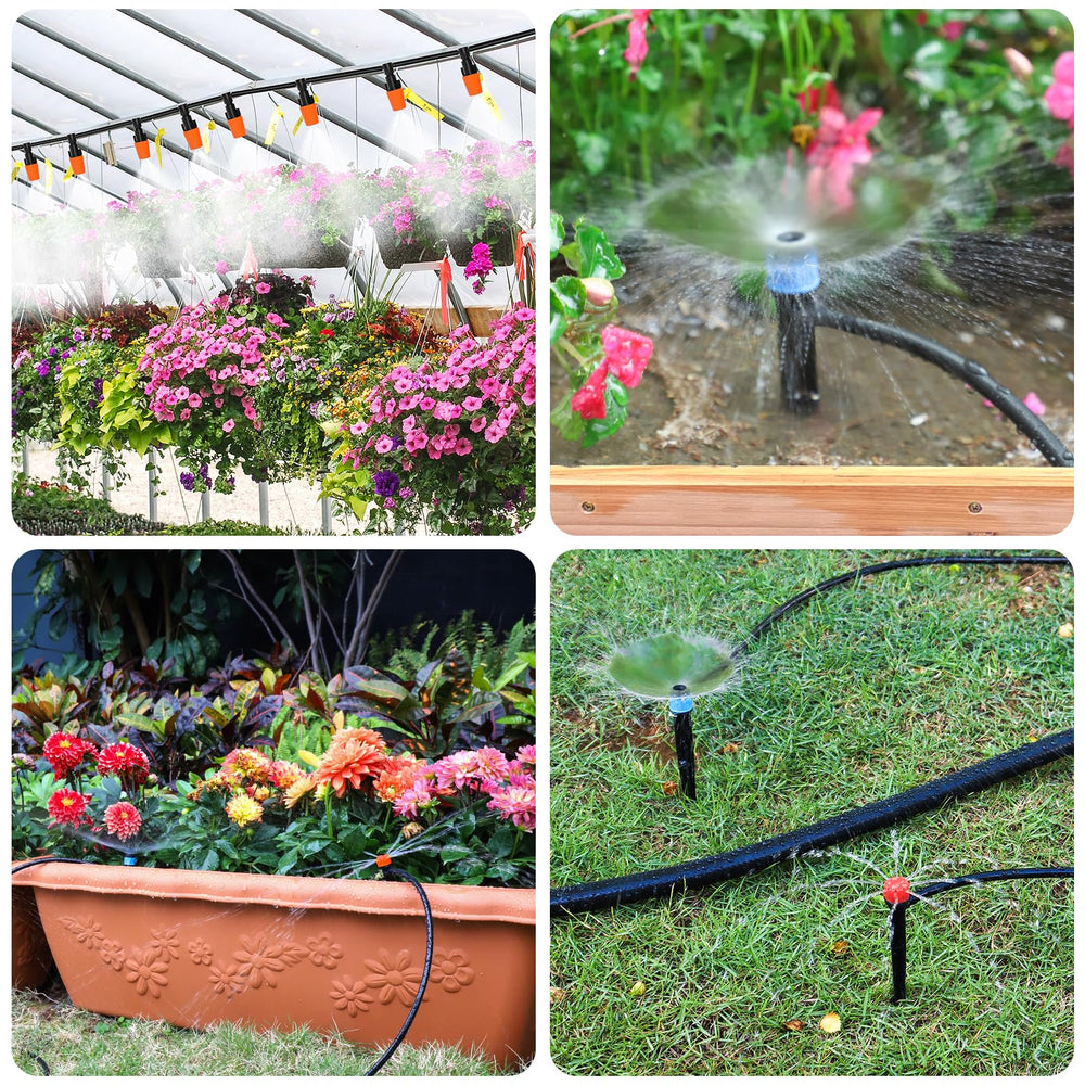 MIXC system installed around potted plants showing targeted irrigation and water savings