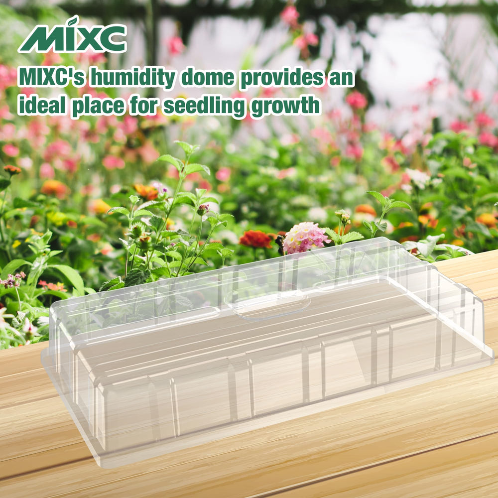 MIXC dome on bench seed-starting setup showcasing faster germination support