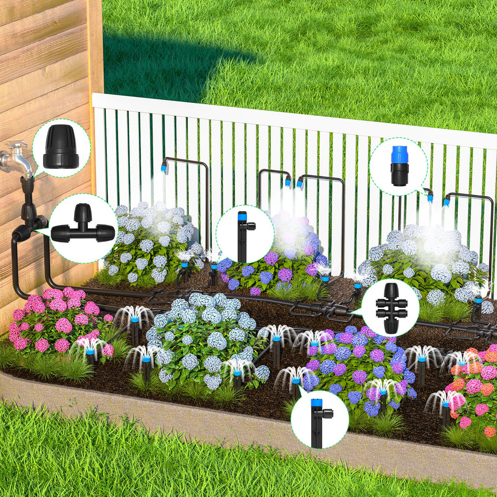 MIXC 1/2-inch mainline and 1/4-inch lateral tubing demonstrating flow control