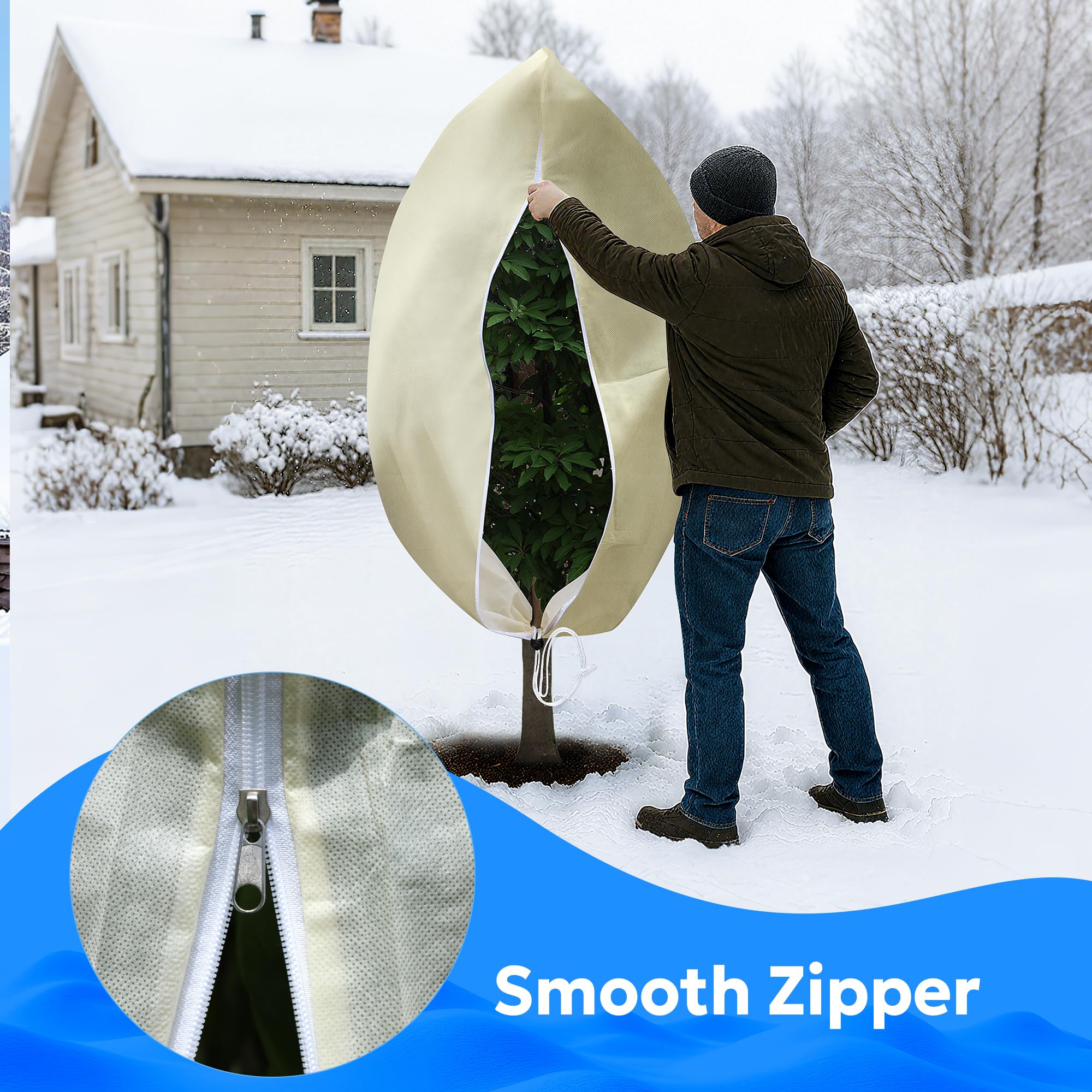 MIXC small 23x23 cover on a potted plant showing compact protection benefit