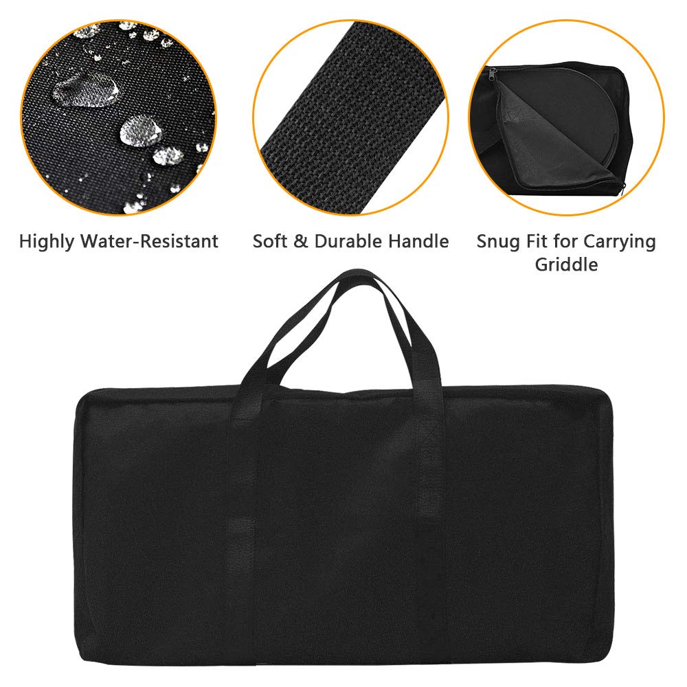 MixRBBQ griddle inside protective bag for travel and easy storage benefit