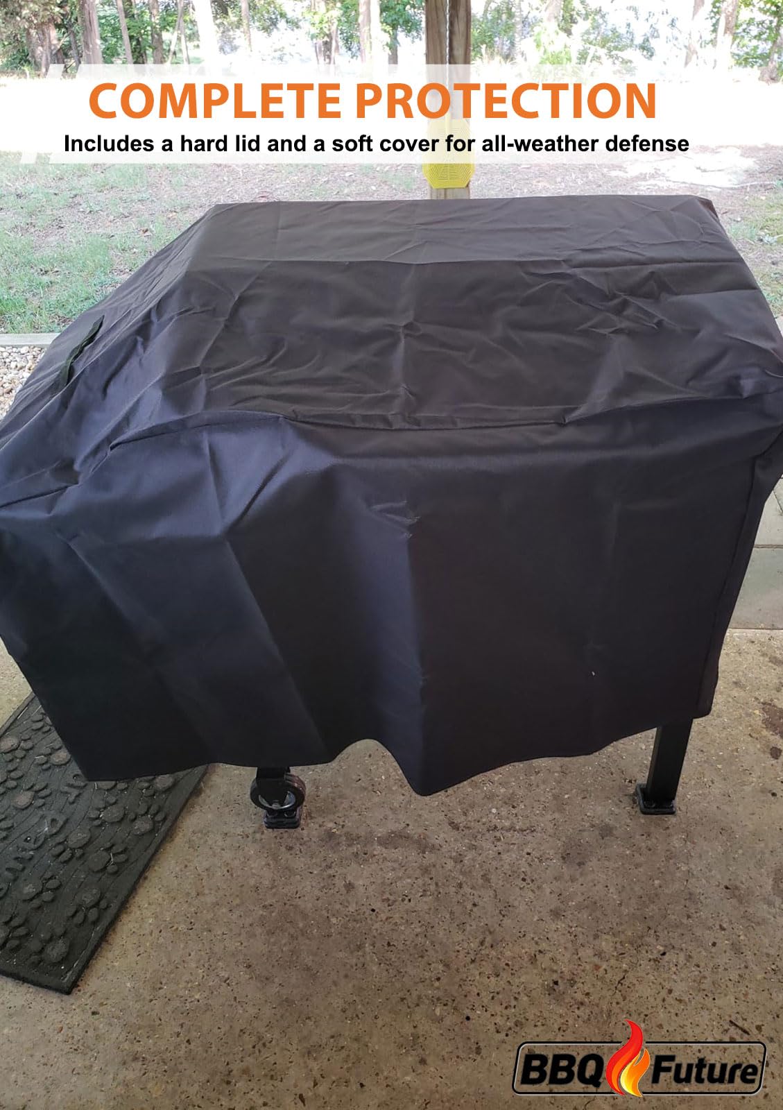 MixRBBQ bonus 600D waterproof soft cover protecting griddle in rain