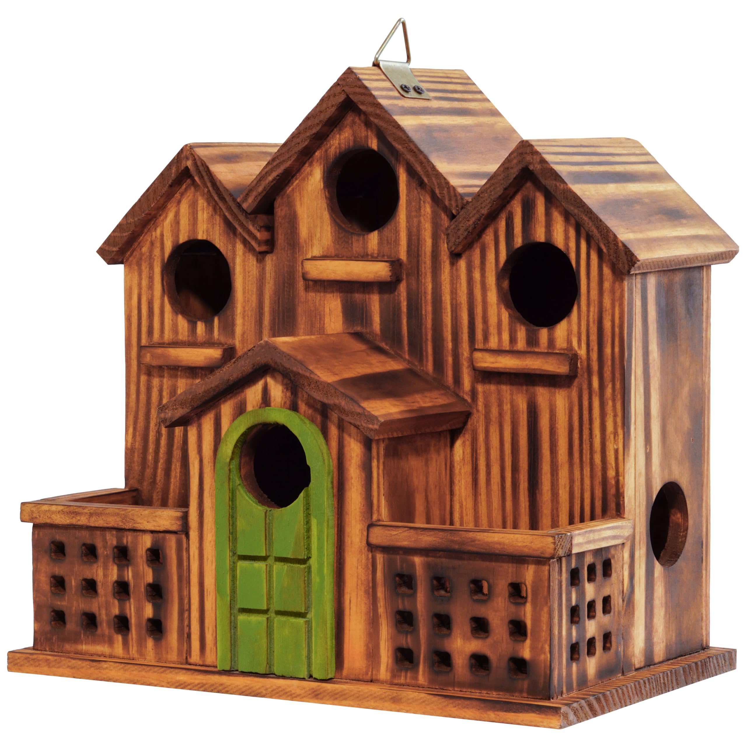 MIXUMON dual front feeders filled with seed encouraging longer bird visits