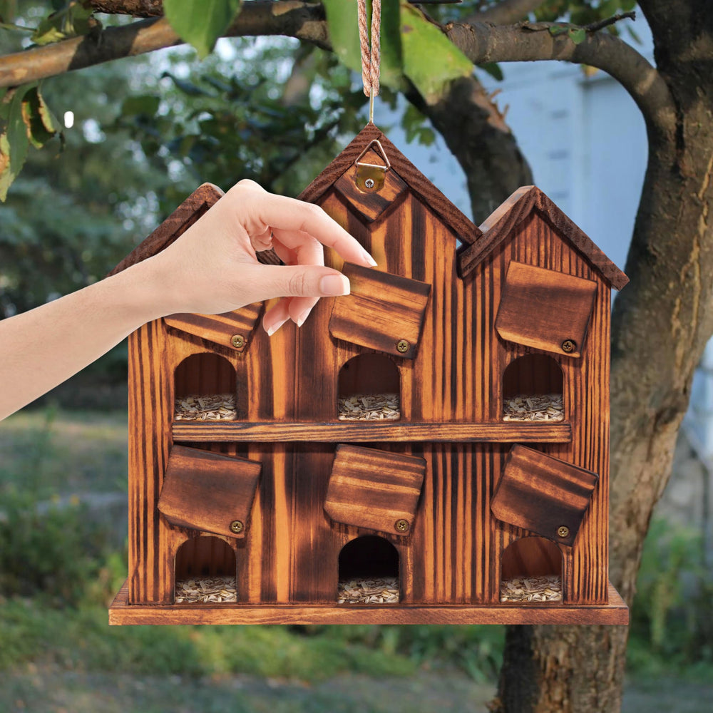 MIXUMON birdhouse in garden setting creating an inviting wildlife habitat