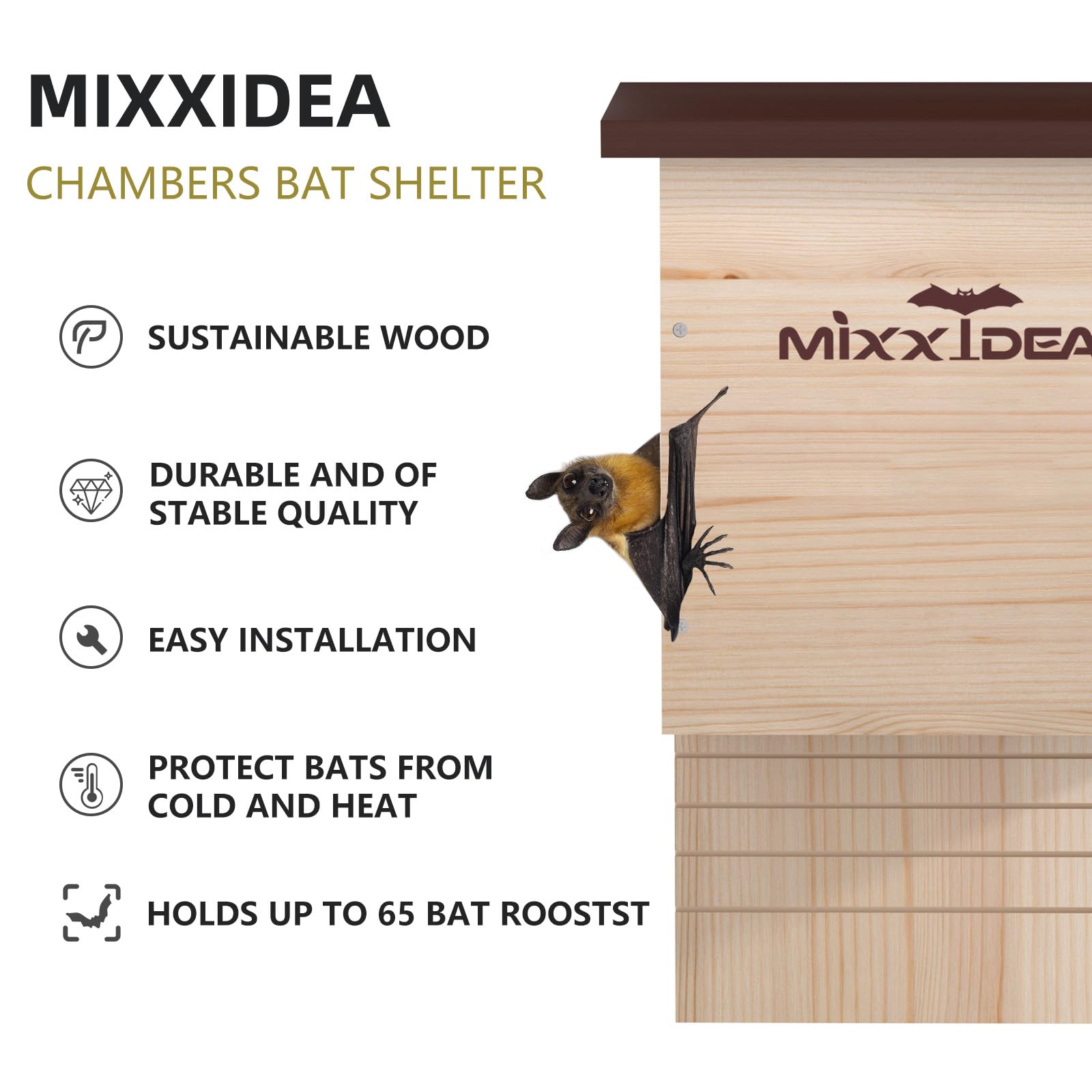 MIXXIDEA side groove detail for bat grip and easy roosting benefit