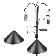 MIXXIDEA front view of full feeder station showing multiple hooks and baffle for backyard enjoyment