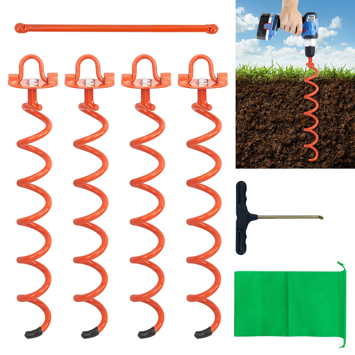 MIXXIDEA front view of orange anchor kit displaying easy identification and durability