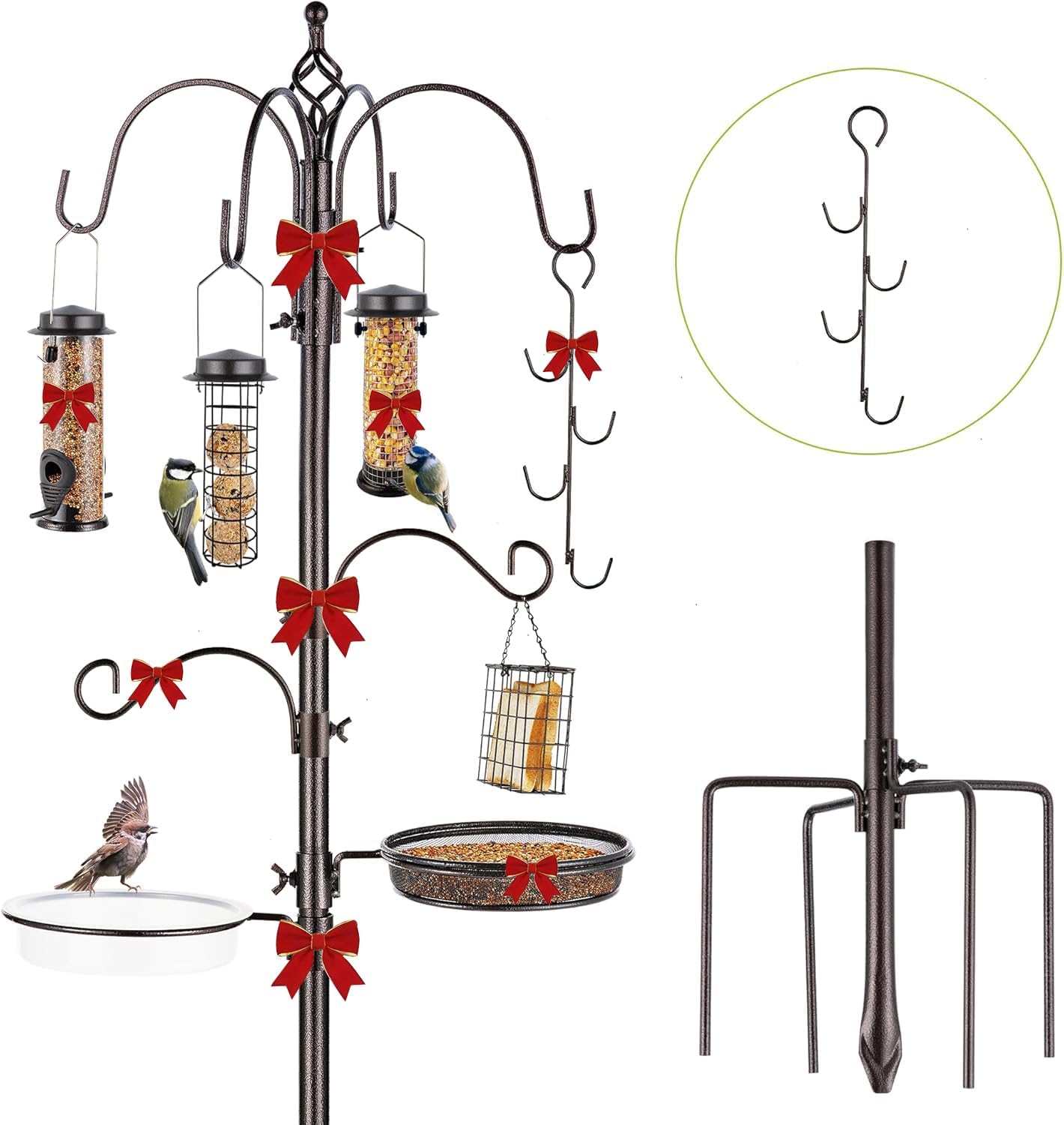 MIXXIDEA feeder station in backyard garden with trees, enhances birdwatching