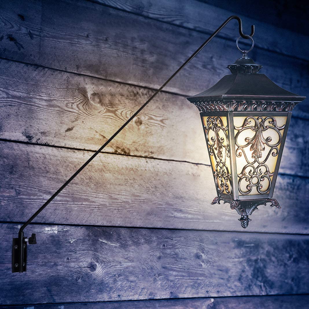 MIXXIDEA bracket holding lantern and planter to enhance outdoor decor