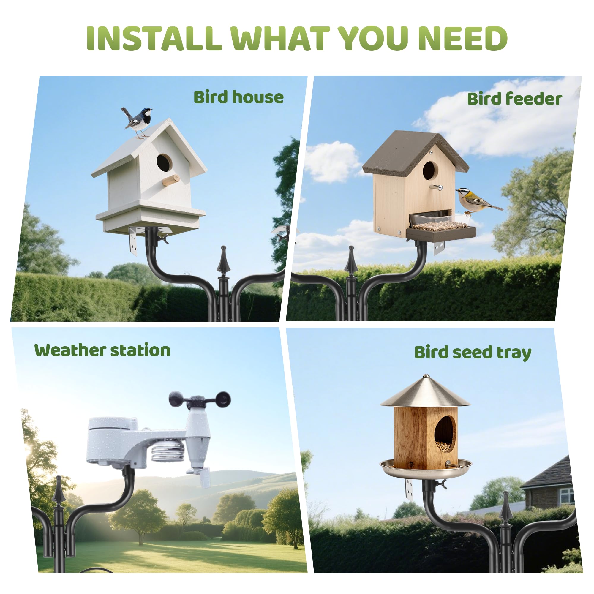 MIXXIDEA backyard setup with feeders and birdhouses showing enjoyable birdwatching benefit