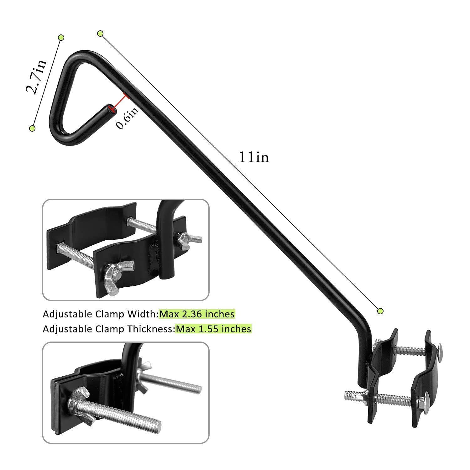 MIXXIDEA 11-inch hook next to ruler showing accurate size and reach