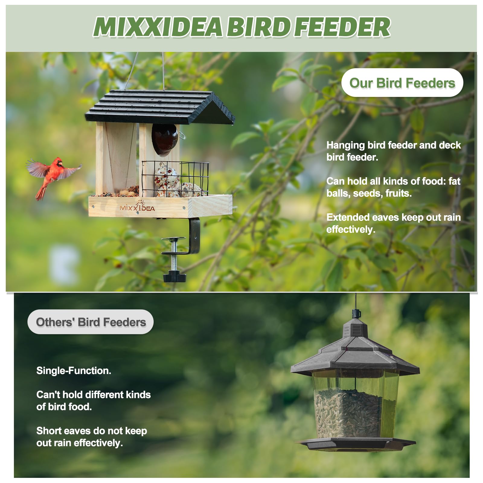 MIXXIDEA transparent angled seed panel showing easy monitoring and refill benefit