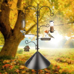 MIXXIDEA close-up of large squirrel baffle protecting feeders and preventing pest access