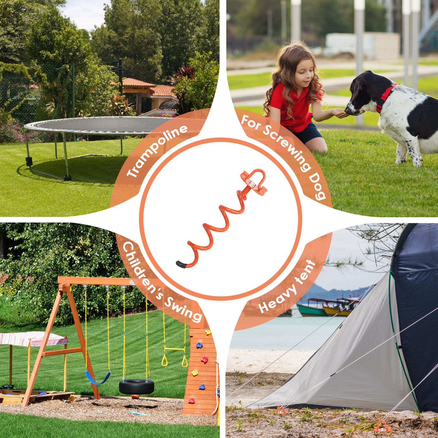MIXXIDEA anchor securing trampoline corner providing wind resistance