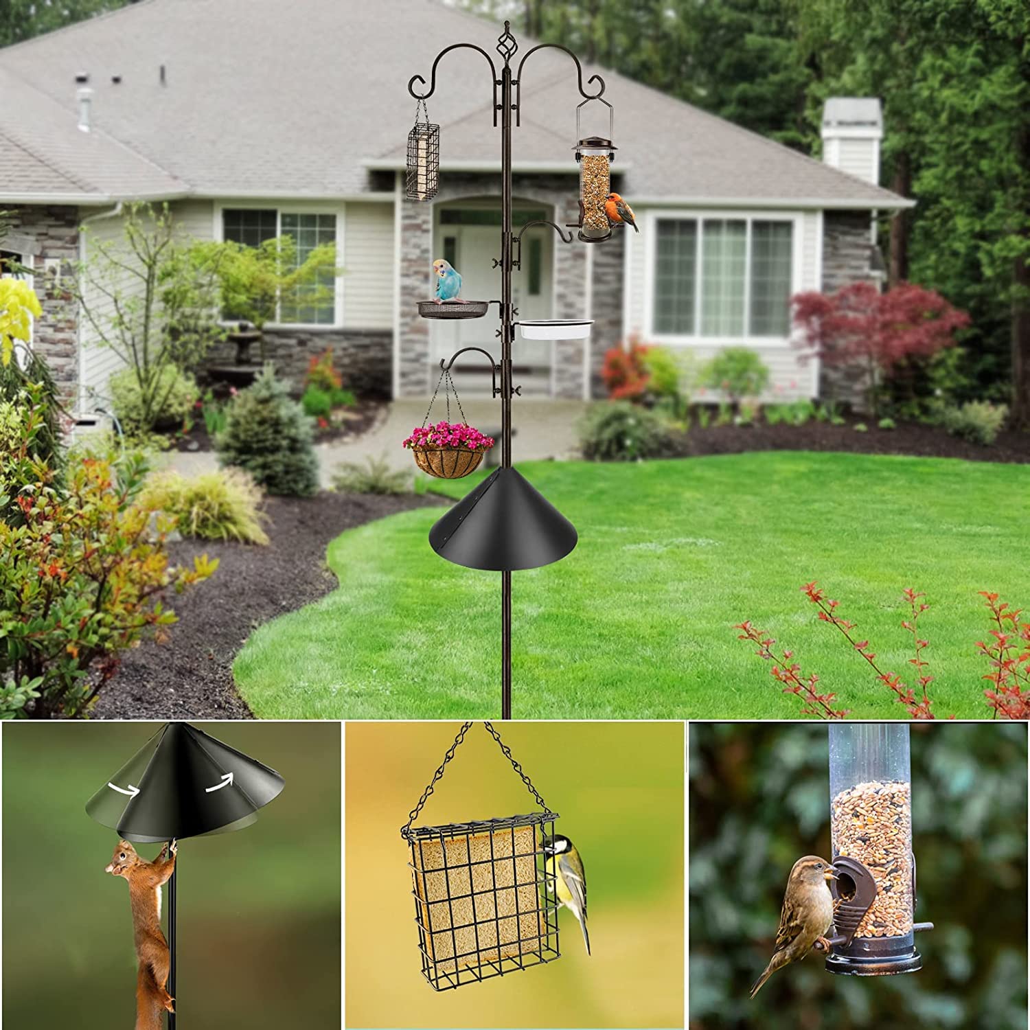 MIXXIDEA tube feeder filled with seeds to draw finches and sparrows