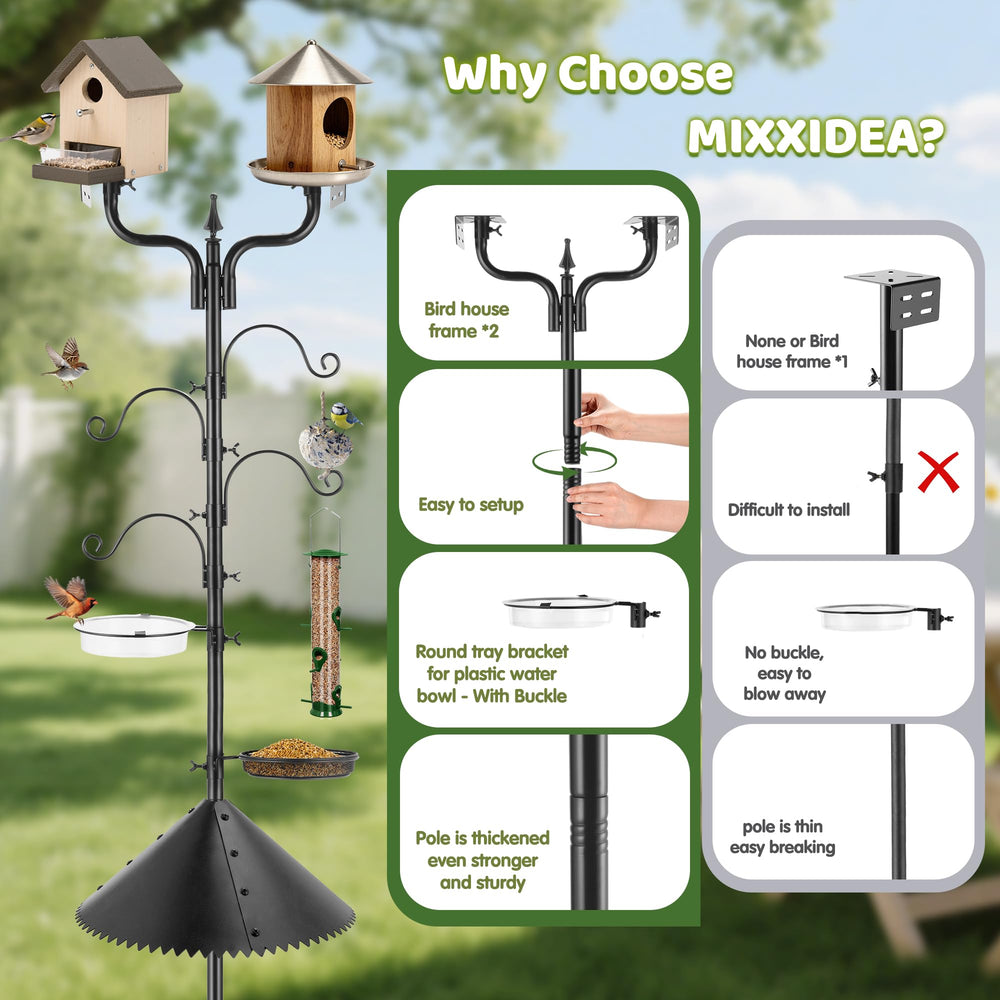 MIXXIDEA water bowl with metal snap brackets secured to withstand wind benefit