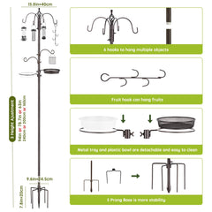 MIXXIDEA water bowl on pole with perched bird, provides drinking and bathing access