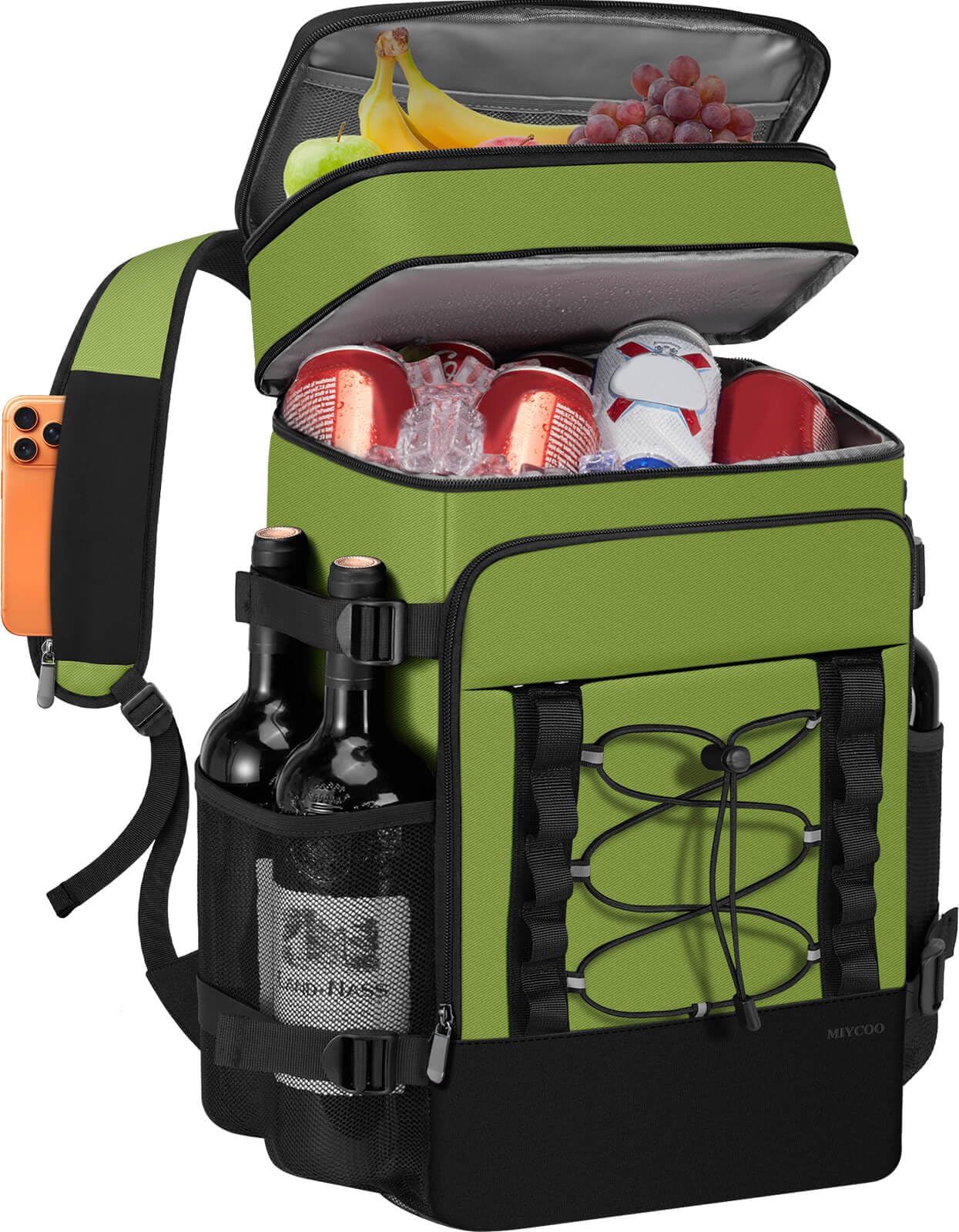 MIYCOO front view showing organized exterior and comfortable straps for easy carrying