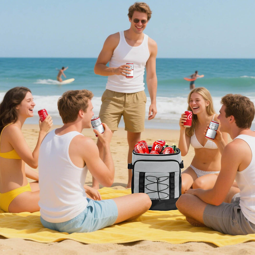 MIYCOO cooler backpack in a beach picnic scene for hands-free transport