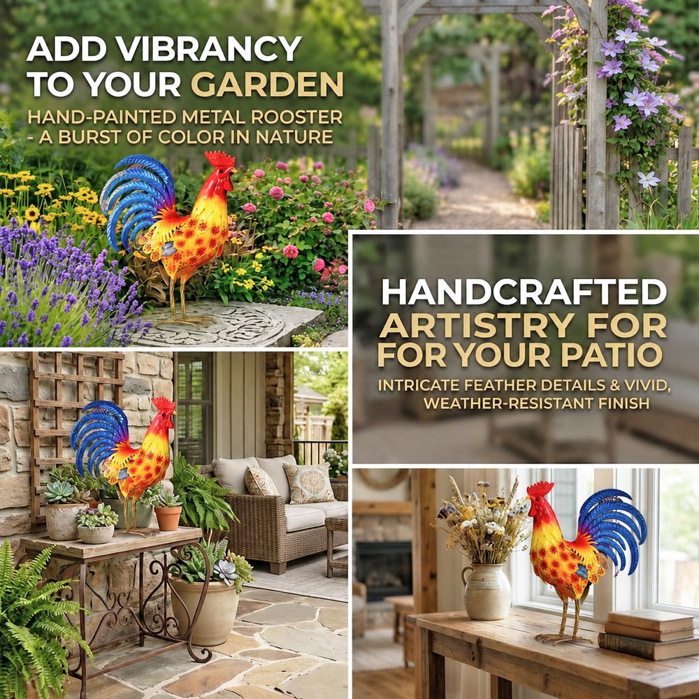 Miyolo rooster closeup of hand-painted finish for vivid visual detail