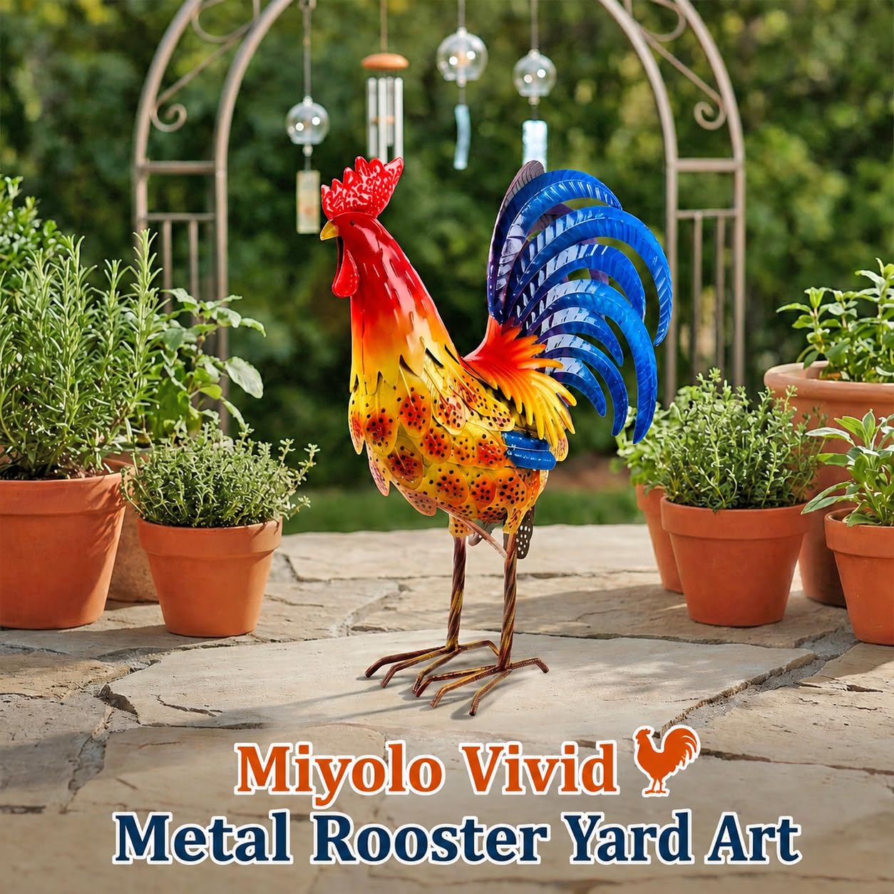 Miyolo rooster side profile highlighting metal craftsmanship and durability