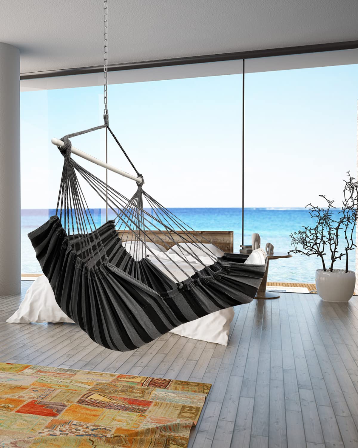 MIZTLI hammock chair folded in carry bag showing compact storage and easy transport