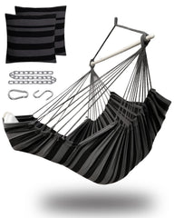 MIZTLI hammock chair front view showing full seat and spreader bar for comfortable lounging