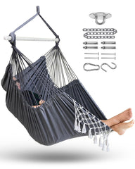 MIZTLI front view showing large cotton hammock chair and roomy seat comfort