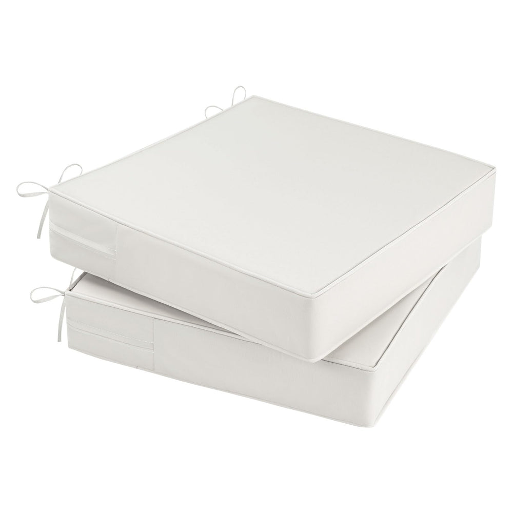 MJIAIDEA beige cushion front view showing neat square shape and ties for stability