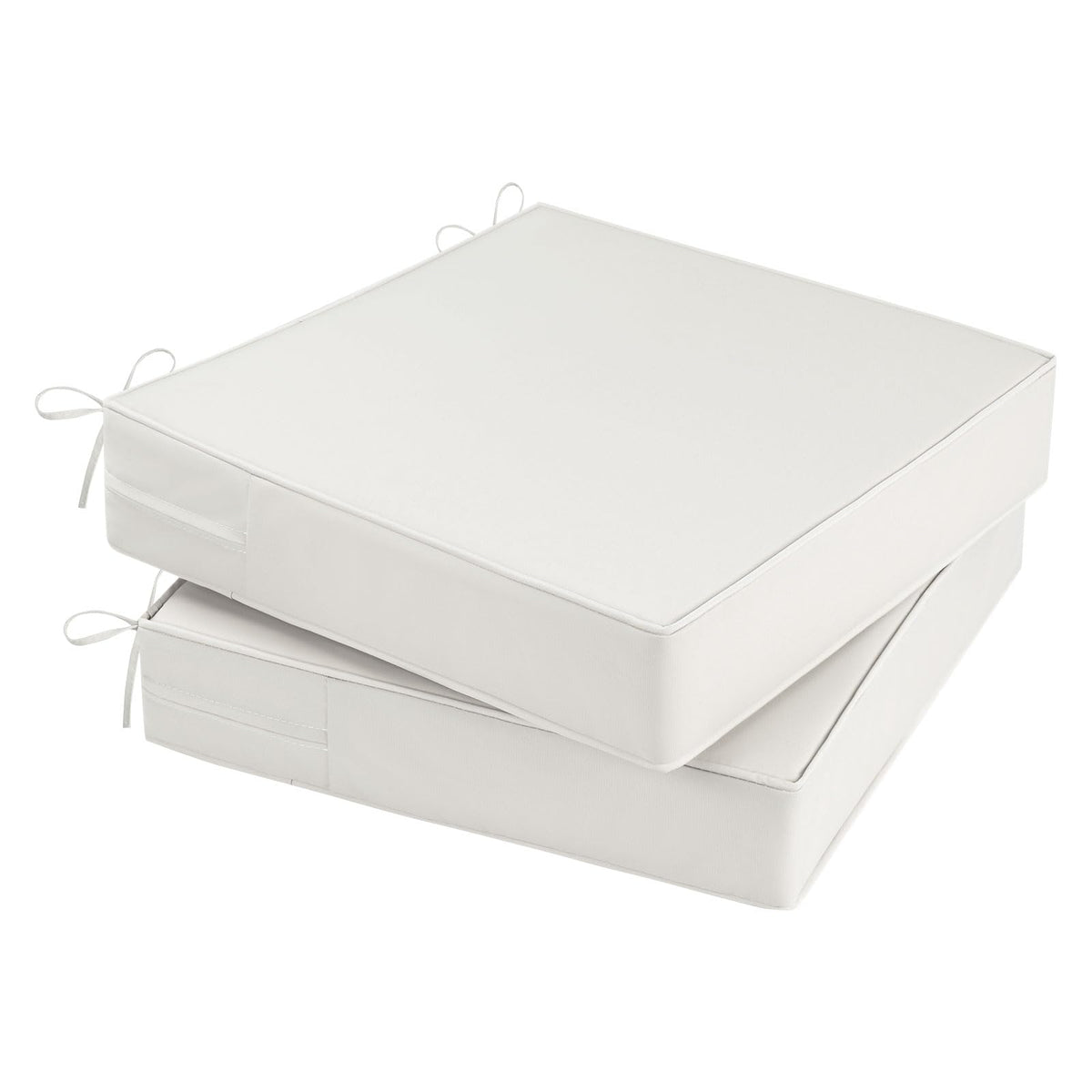 MJIAIDEA beige cushion front view showing neat square shape and ties for stability