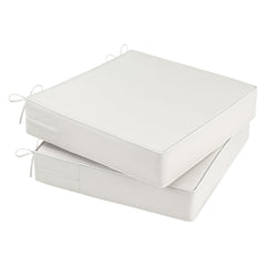 MJIAIDEA beige cushion front view showing neat square shape and ties for stability