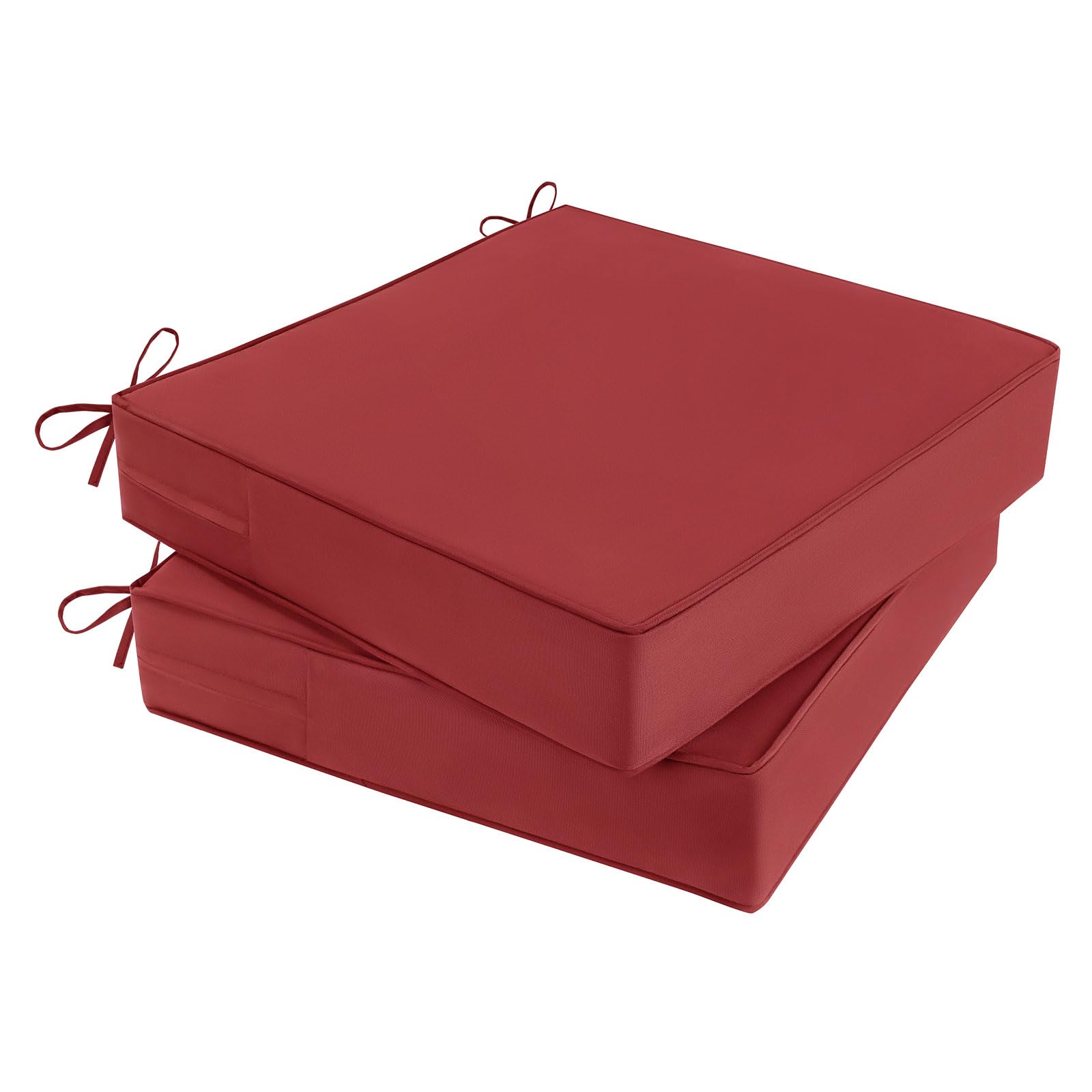 MJIAIDEA red cushion front view showing clean square profile and vibrant color benefit