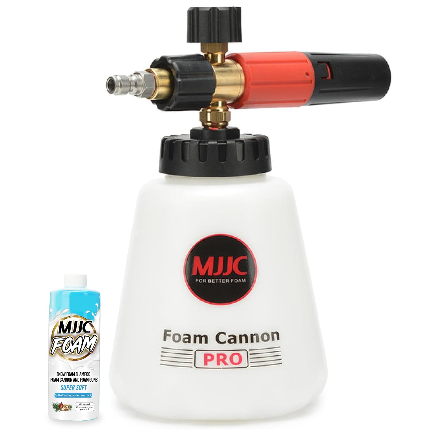 MJJC Foam Cannon Pro V2.0 front view showing sturdy body and large tank for better coverage