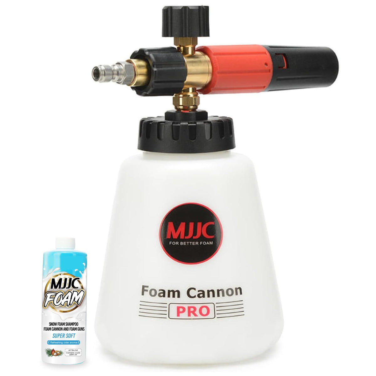 MJJC Foam Cannon Pro V2.0 front view showing sturdy body and large tank for better coverage