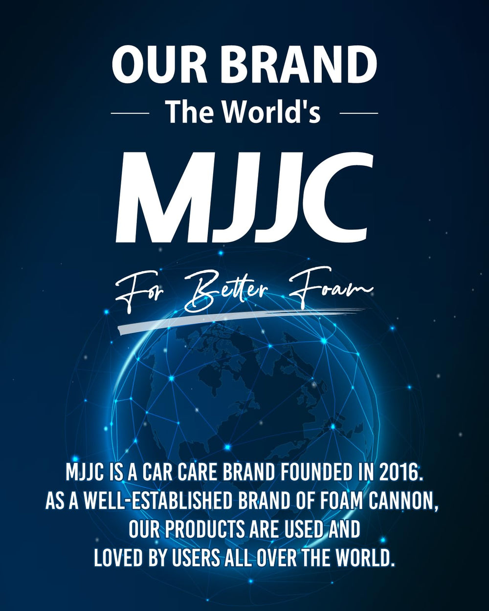 MJJC foam cannon beside a hand for scale showing large 40 oz tank benefit